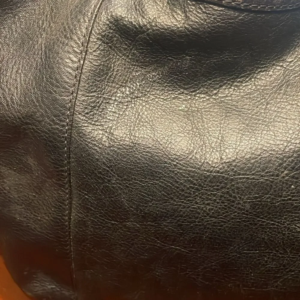 Kate Spade Womens Black Leather Large Classic Handbag Purse Polka dot Lined